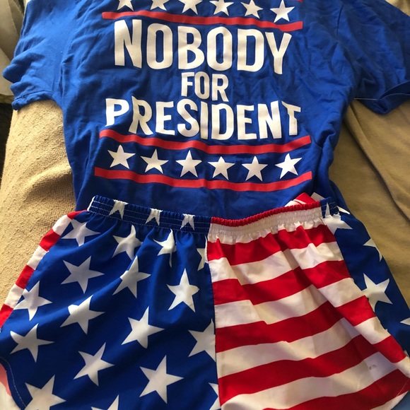 America Set, Slogan Tee with Flag Shorts - Picture 1 of 4